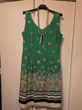 Vineyard Vines Green Floral Sleeveless Midi Dress
